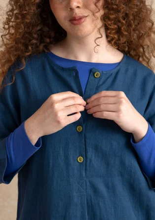 Vävd tunika i lin - stillahavsblå
