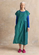 Vävd klänning "Sally" i ekologisk bomull - mörk smaragd