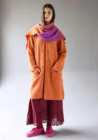 Långkofta "Tulipe" i alpackamix - bränd orange