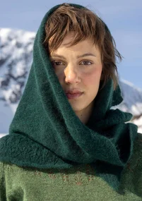 Stickad sjal "Forgetmenot" i alpackamix - mörk jaspis/melange