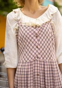 Vävd ärmlös klänning "Juliette" i viskos - ljus persika