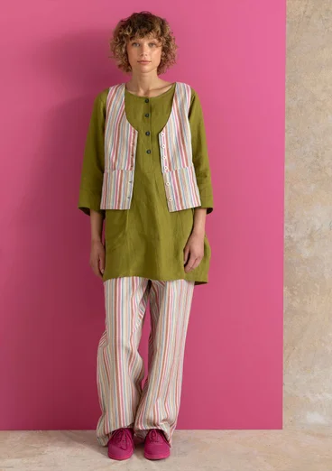 Vävd väst ”Esme” i bomull/lin - flerfärgad/randig