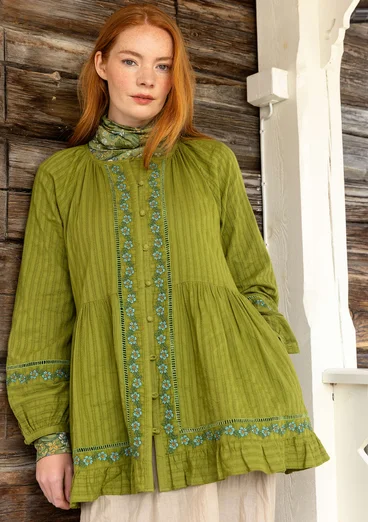 Vävd tunika "Nome" i ekologisk bomull - björklöv