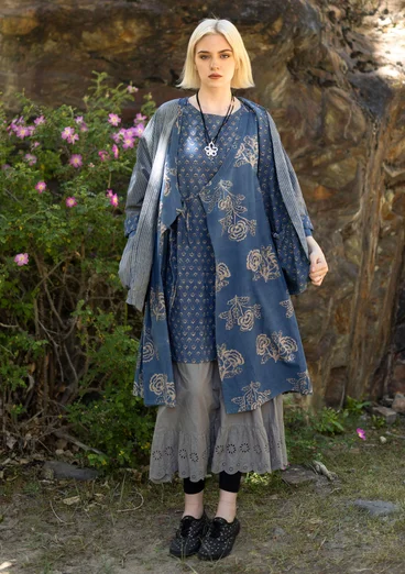 Vävd kimono ”Willow” i ekologisk bomull - indigo