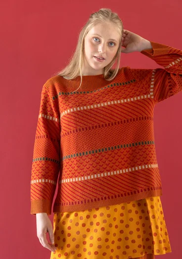 Tröja "Haida" i filtad återvunnen ull - henna