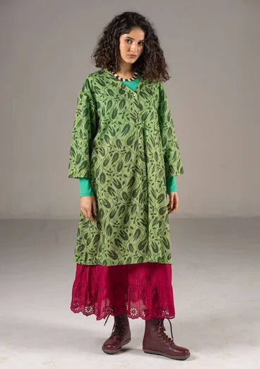 Vävd klänning "Kelly" i ekologisk bomull - cikada/mönstrad