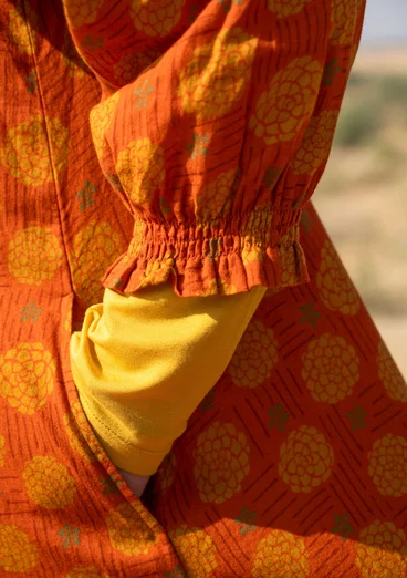 Vävd klänning "Gjusta" i ekologisk bomull - henna