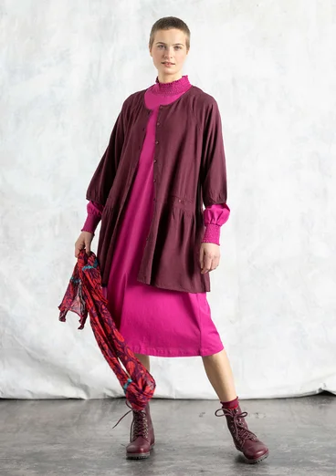 Vävd artistblus "Rut" i viskos/lin - aubergine