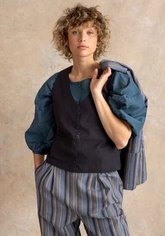 Vävd väst ”Esme” i bomull/lin - svart