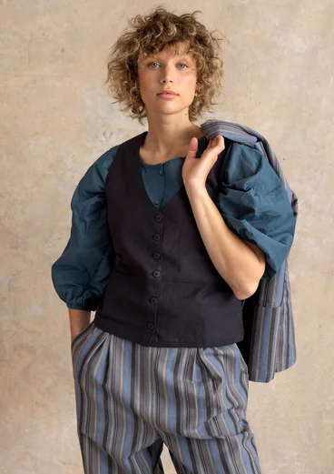 Vävd väst ”Esme” i bomull/lin - svart