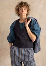 Vävd väst ”Esme” i bomull/lin - svart