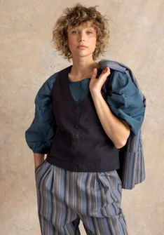 Vävd väst ”Esme” i bomull/lin - svart