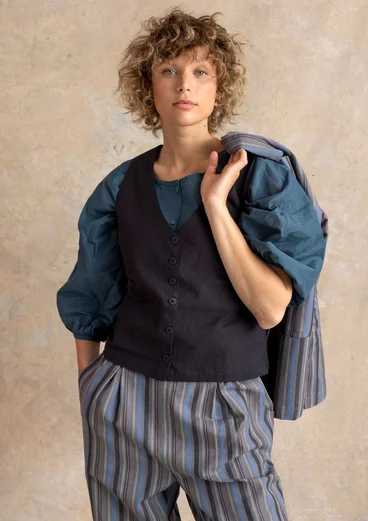 Vävd väst ”Esme” i bomull/lin - svart