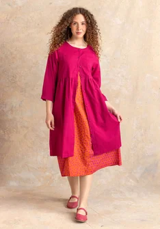 Vävd klänning ”Vendela” i ekologisk bomull - cyklamen