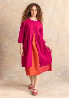 Vävd klänning ”Vendela” i ekologisk bomull - cyklamen