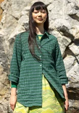 Vävd skjorta "Wavy" i ekologisk bomull - teal