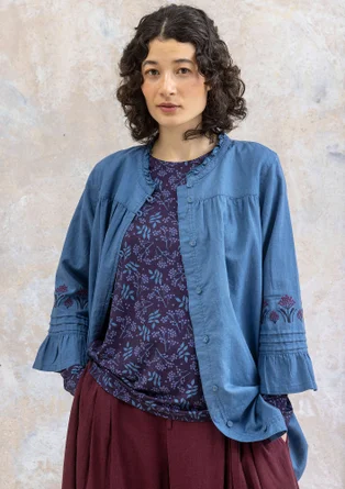 Vävd tunika "Kiruna" i ekologisk bomull/lin - mild indigo