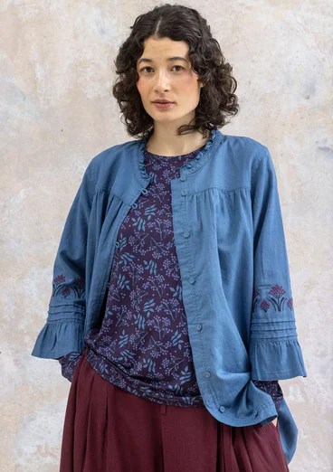 Vävd tunika "Kiruna" i ekologisk bomull/lin - mild indigo
