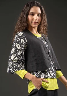 Vävd väst i ekologisk bomull - svart