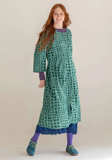 Vävd klänning "Mary" i ekologisk bomull/lin - malört