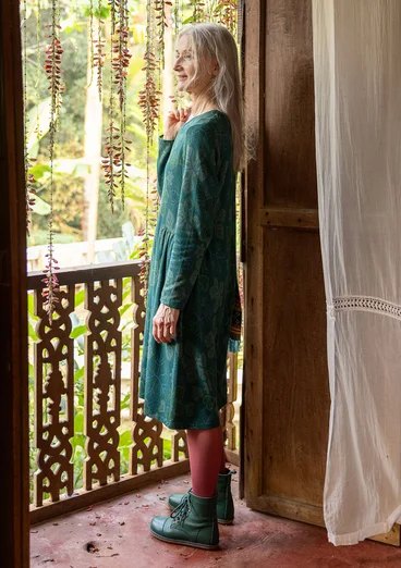 Trikåklänning "Isabella" i ekologisk bomull/modal - mörk jaspis