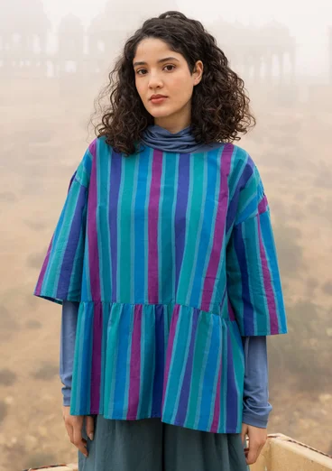 Blus "Akira" i ekologisk bomull - ljus indigo