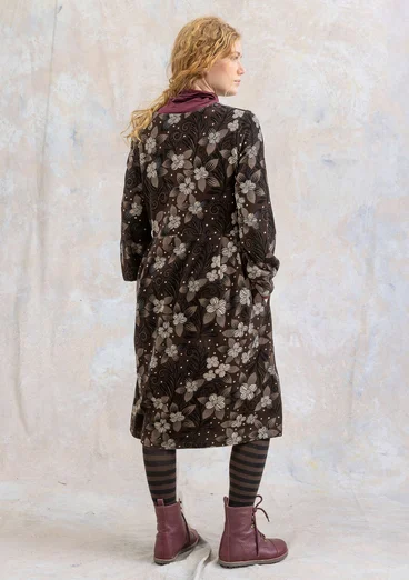 Velourklänning "Cornus" i ekologisk bomull/återvunnen polyester - mörk choklad
