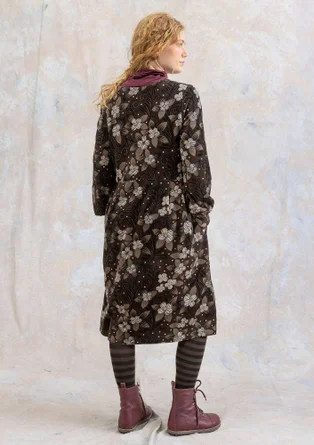 Velourklänning "Cornus" i ekologisk bomull/återvunnen polyester - mörk choklad