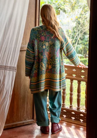 Omlottkofta "Augusta" i ullmix - påfågelgrön