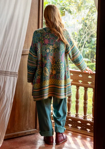 Omlottkofta "Augusta" i ullmix - påfågelgrön
