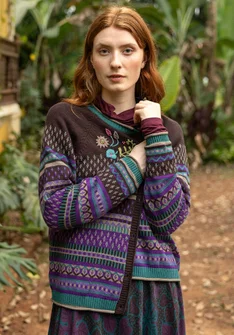 Kofta "Louise" i ullmix - mörk choklad