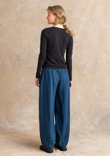 Vävd byxa i lin - stillahavsblå