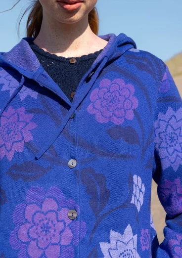 Långkofta "Pink Moon" i ull/ekologisk bomull - lupin