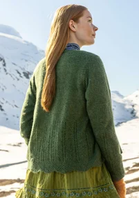 Kofta "Forgetmenot"  i alpackamix - skogsgrön/melange