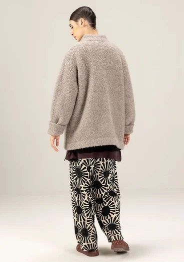 Stickad jacka i ullbouclé - ljus potatis/melange