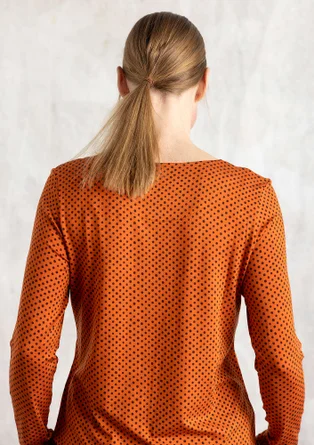 Trikåtop "Tina" i lyocell/elastan - henna/mönstrad