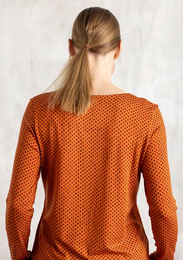 Trikåtop "Tina" i lyocell/elastan - henna/mönstrad