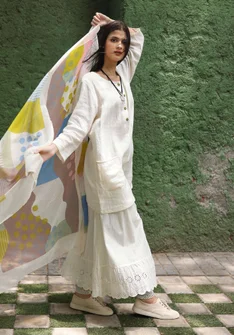 Vävd underkjol i ekologisk bomull - fjäder