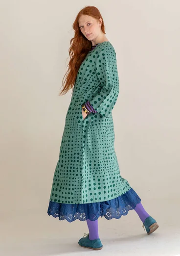 Vävd klänning "Mary" i ekologisk bomull/lin - malört