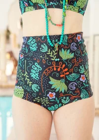 Bikinibyxa "Pacific" i återvunnen polyamid/elastan - svart/mönstrad