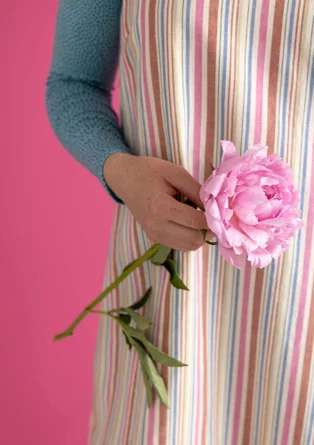 Vävd klänning ”Esme” i bomull/lin - flerfärgad/randig