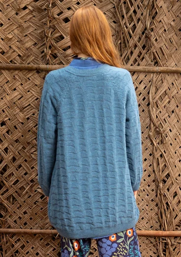 Långkofta "Harriet" i återvunnen ullmix - indigofera/melange