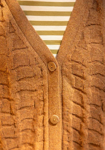 Långkofta "Harriet" i återvunnen ullmix - choklad/melange