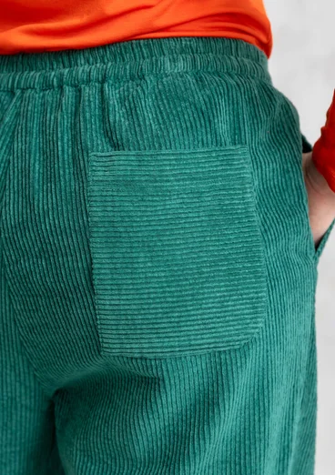 Manchesterbyxa "Rime" i ekologisk bomull - ljus buteljgrön