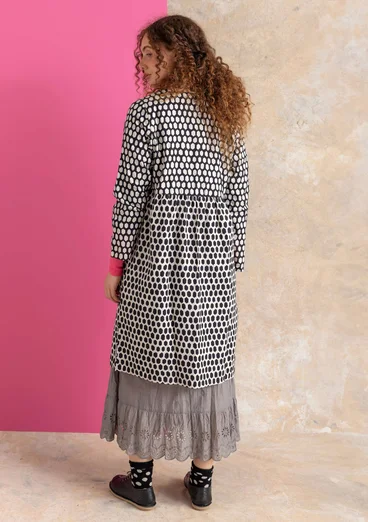 Vävd klänning ”Vendela” i ekologisk bomull - svart/mönstrad