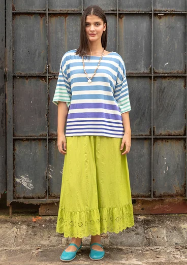 Färgglad randig topp "Kochi" i ekologisk bomull/modal - havsblå