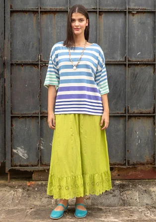 Färgglad randig topp "Kochi" i ekologisk bomull/modal - havsblå