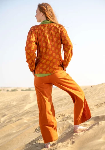 Trikåbyxa "Daisy" i ekologisk bomull - henna