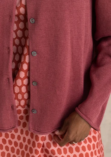 Kofta i återvunnen bomull - dovröd