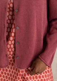 Kofta i återvunnen bomull - dovröd